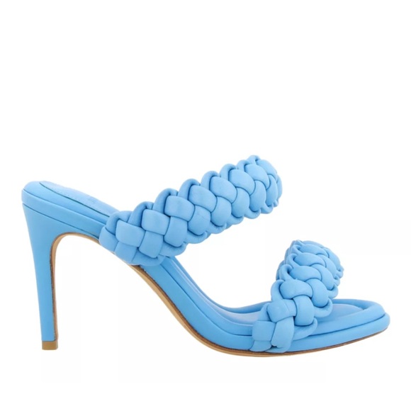 ALEXANDRE BIRMAN Francis Braided Leather Mules Aquarius Blue Size 9 - Picture 2 of 15